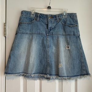 Fringed Jean Skirt